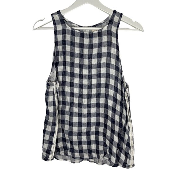 Cloth and Stone Gingham Tank Top Womens Small Navy White Check Sleeveless Boho - Picture 1 of 12